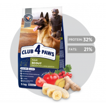 CLUB 4 PAWS Premium SCOUT. Pre aktívnych a pracovných psov stredných a veľkých plemien 5 kg (3587)
