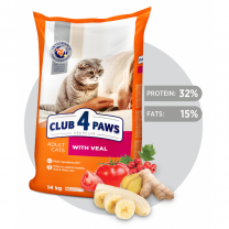 CLUB 4 PAWS Premium pre dospelé mačky s teľacím mäsom 14 kg (9207*)