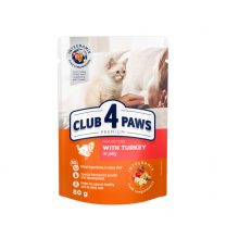 CLUB 4 PAWS Premium pre mačiatka s morčacím mäsom v želé 80 g (0701)