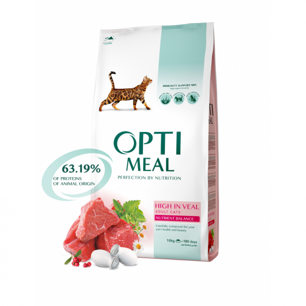 OPTIMEAL™ Superpremium pre dospelé mačky s teľacím mäsom 10 kg (6138) - Kliknutím zobrazíte detail obrázku.