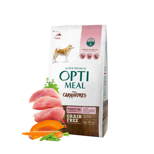 OPTIMEAL™ Superpremium pre dospelých psov, bez obilnín - morka a zelenina 1,5 kg (5902) - Kliknutím zobrazíte detail obrázku.
