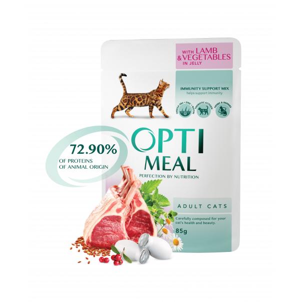 OPTIMEAL™ Superpremium kapsička pre mačky s jahňacím mäsom a zeleninou v želé 85 g (0540) - Kliknutím zobrazíte detail obrázku.