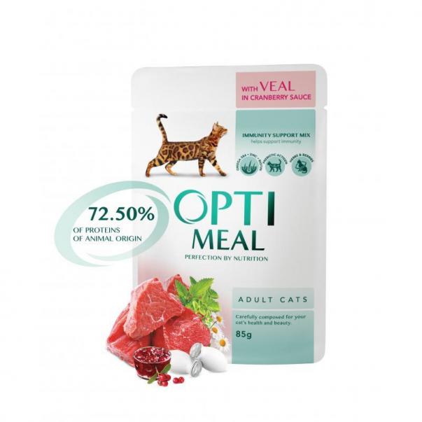 OPTIMEAL™ Superpremium kapsička pre mačky s teľacím mäsom v brusnicovej omáčka 85 g (0535) - Kliknutím zobrazíte detail obrázku.