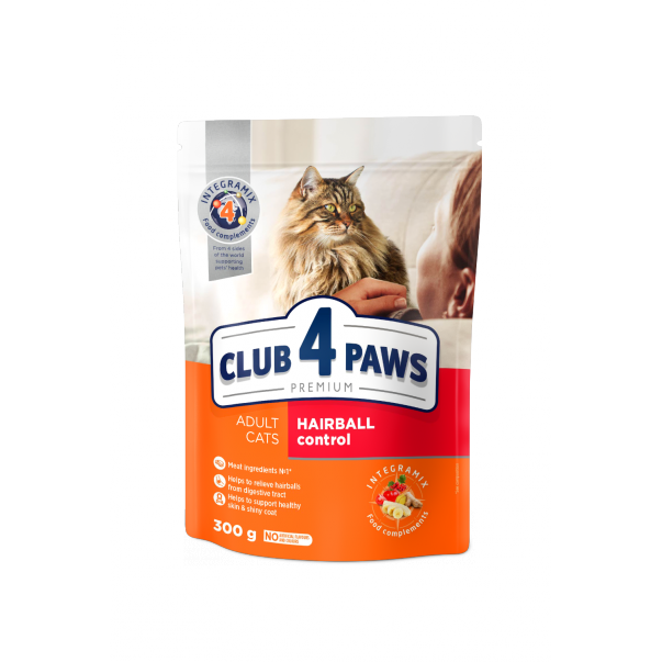 CLUB 4 PAWS Premium Hairball control pre dospelé mačky 300 g (9306) - Kliknutím zobrazíte detail obrázku.
