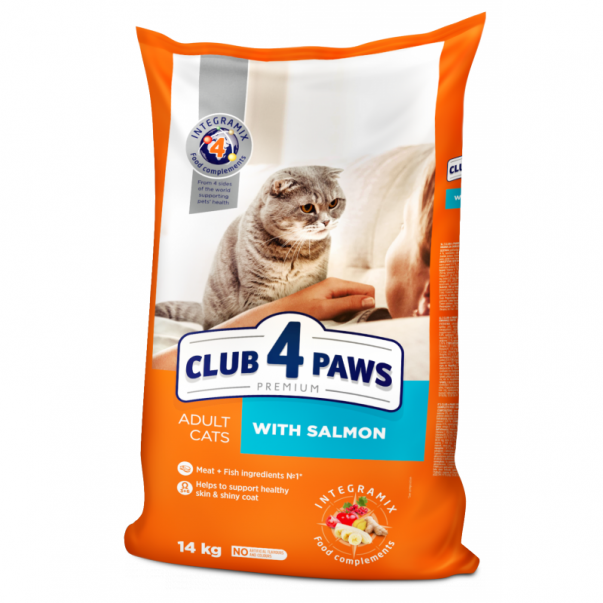 CLUB 4 PAWS Premium pre dospelé mačky s lososom 14 kg (9238) - Kliknutím zobrazíte detail obrázku.