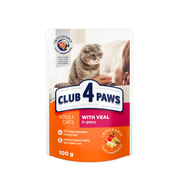 Club4Paws Premium S teľacím mäsom v omáčke 100 g (0560) - Kliknutím zobrazíte detail obrázku.