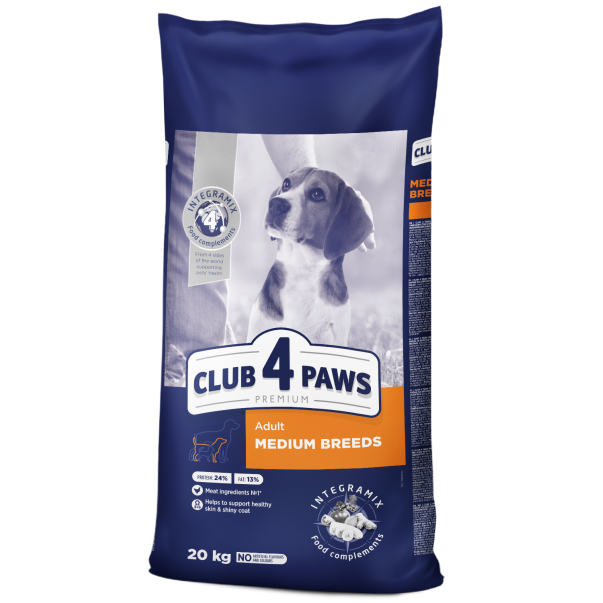 CLUB 4 PAWS Premium pre dospelých psov stredných plemien 20 kg (9801) - Kliknutím zobrazíte detail obrázku.