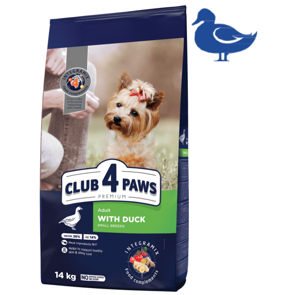 CLUB 4 PAWS Premium pre dospelých psov malých plemien s kačacim mäsom Na Váhu 100 g (8964) - Kliknutím zobrazíte detail obrázku.