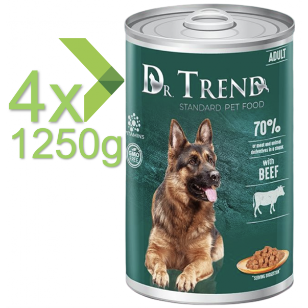 DR. TREND s hovädzím mäsom v jemnej omáčke pre dospelých psov všetkých plemien 4 x 1250g (1654*) - Kliknutím zobrazíte detail obrázku.
