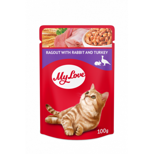 My Love kapsička pre mačky ragú s králičím a morčacím mäsom 100 g (0907) - Kliknutím zobrazíte detail obrázku.
