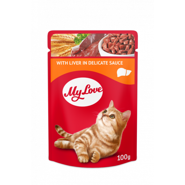 My Love kapsička pre mačky s pečeňou v jemnej omáčke 100 g (0902) - Kliknutím zobrazíte detail obrázku.