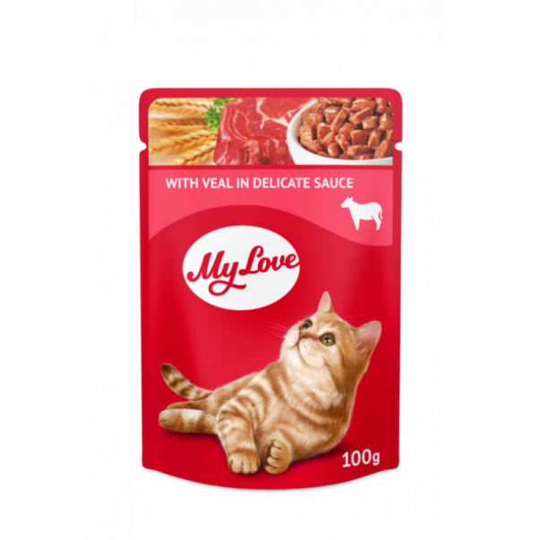 My Love kapsička pre mačky s teľacím mäsom v jemnej omáčke 100 g (0906) - Kliknutím zobrazíte detail obrázku.