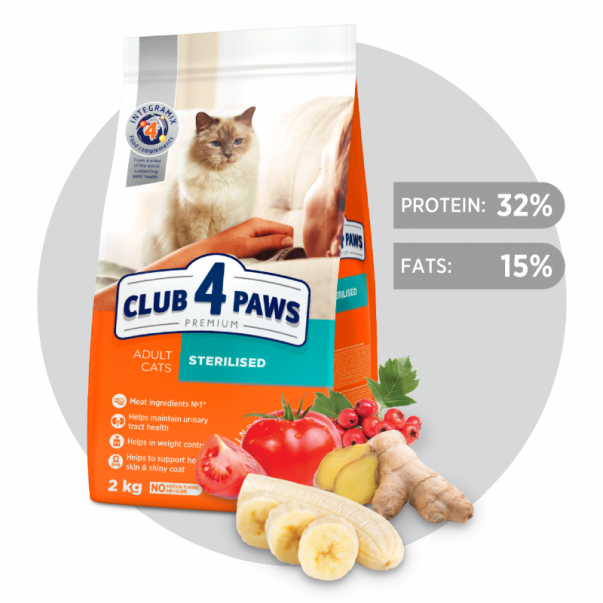 CLUB 4 PAWS Premium pre dospelé, sterilizované mačky 2 kg (9269) - Kliknutím zobrazíte detail obrázku.
