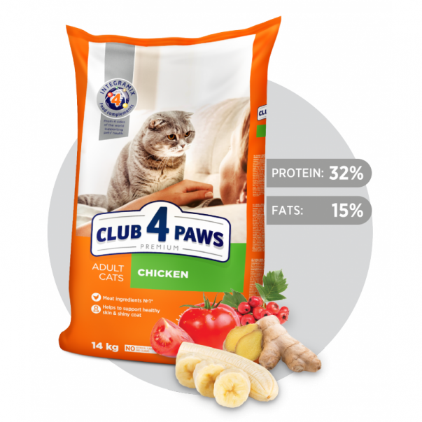 CLUB 4 PAWS Premium pre dospelé mačky - kura 14 kg (9146) - Kliknutím zobrazíte detail obrázku.