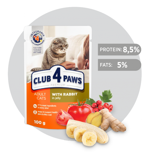 CLUB 4 PAWS Premium S králikom v želé 100 g (0558) - Kliknutím zobrazíte detail obrázku.