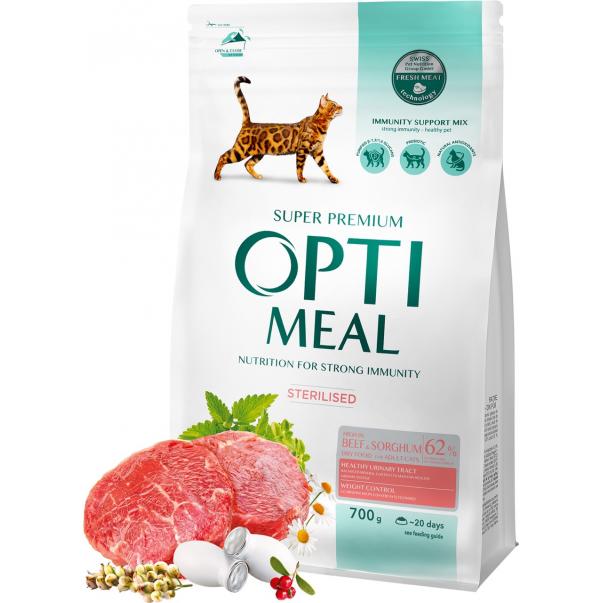 OPTIMEAL™ Superpremium pre všetky kastrované mačky s hovädzim mäsom a ciroku 700g (9640) - Kliknutím zobrazíte detail obrázku.