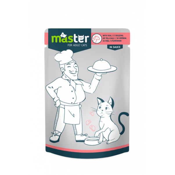 MASTER pre dospelé mačky s teľacím mäsom v omáčke 80g (0334) - Kliknutím zobrazíte detail obrázku.