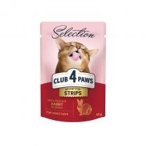 CLUB 4 PAWS Premium Plus pre mačky prúžky s kralikom v omačke 85g (8087)