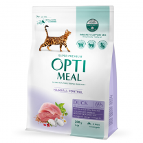 OPTIMEAL™ Superpremium pre dospelé dlhosrsté mačky Hairball s kačacim mäsom 200 g (2412)