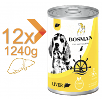 BOSMAN kompletné krmivo pre dospelých psov s pečeňou 12x1240 g (0401*)