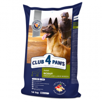 CLUB 4 PAWS Premium SCOUT. Pre aktívnych a pracovných psov stredných a veľkých plemien 14 kg (2917)
