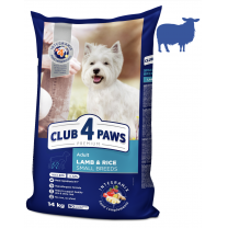 CLUB 4 PAWS Premium pre dospelých psov malých plemien - jahňa a rýža 14 kg (9580)