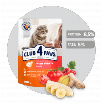 Kapsička pre mačky CLUB 4 PAWS Premium S morčacím mäsom v želé 100 g