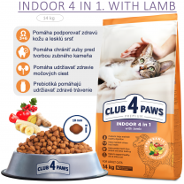 CLUB 4 PAWS Premium Indoor 4 in 1. Pre dospelé mačky S jahňacinou 14 kg (9473)