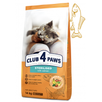 CLUB 4 PAWS Premium Sterilised s lososom. Pre dospelé sterilizované mačky 14 kg (9497)