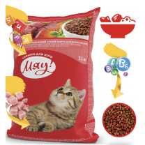 Miau! pre dospelé mačky s mäsom, ryžou a zeleninou Na váhu 100g (2109)