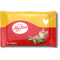 My Love kapsičky pre mačky s kuracím mäsom v jemnej omáčke 4x100 g (8629)