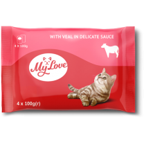 My Love kapsičky pre mačky s teľacím mäsom v jemnej omáčke 4x100 g (8643)