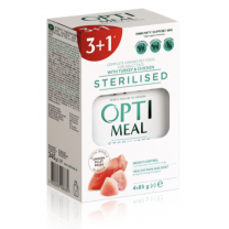 OPTIMEAL™ SET (3+1) pre sterilizované mačky s morčacím a kuracím filé v omáčke 4x85 g (0539**)