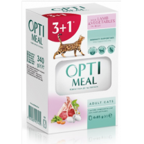 Kapsička pre mačky, pre všetky plemená (3+1) OPTIMEAL S jahňacím mäsom a zeleninou v želé 4 x 85 g