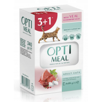 OPTIMEAL™ SET 3+1 kapsička pre mačky s teľacím mäsom v brusnicovej omáčka 4x85 g (0535**)