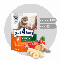 Kapsička pre mačky CLUB 4 PAWS Premium S kačacím mäsom v omáčke 100 g
