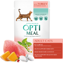 OPTIMEAL™ Superpremium kapsička pre mačky s morčacim mäsom v tekvicovej omáčke 85g (0531)