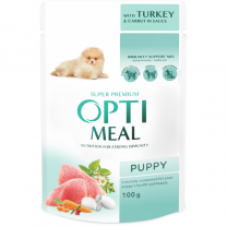 OPTIMEAL™. Superpremium kompletné krmivo pre šteňatá s morčacím mäsom a mrkvou v omáčke 100 g (9619)