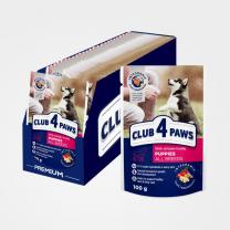 CLUB 4 PAWS Premium pre šteniatka s kuracím mäsom v želé 24 x 100g (0509*)