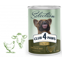 CLUB 4 PAWS Premium Selection - Jemná paštéta s kuracím a hovädzím mäsom 400g (9466)