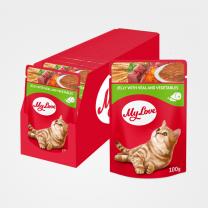 My Love kapsička pre mačky Želé s teľacím mäsom a zeleninou 24x100 g (0908)