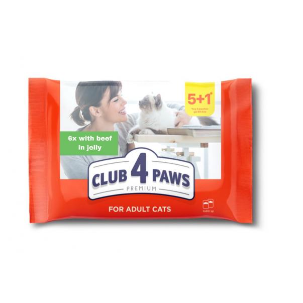 CLUB 4 PAWS Premium SET 5+1 s hovädzím mäsom v želé 6x80g (5437)  - Kliknutím zobrazíte detail obrázku.