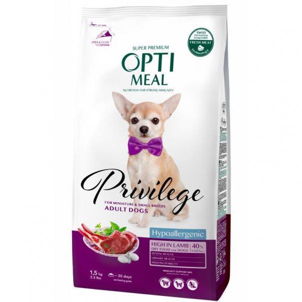 OPTIMEAL™. Hypoallergenic for adult dogs of miniature and small breeds high in lamb and rice 1,5 kg - Kliknutím zobrazíte detail obrázku.