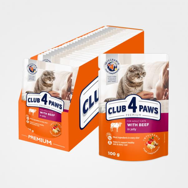 CLUB 4 PAWS Premium s hovädzím mäsom v želé 24x100g (0703*) - Kliknutím zobrazíte detail obrázku.