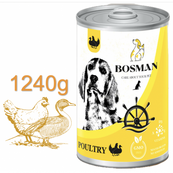 BOSMAN kompletné krmivo pre dospelých psov s hydinou 1240g (0388) - Kliknutím zobrazíte detail obrázku.