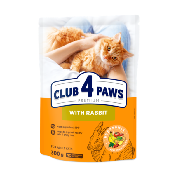 CLUB 4 PAWS Premium pre dospelé mačky s králikom 300g (0202) - Kliknutím zobrazíte detail obrázku.
