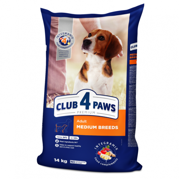 CLUB 4 PAWS Premium pre dospelých psov stredných plemien 14 kg (9719) - Kliknutím zobrazíte detail obrázku.