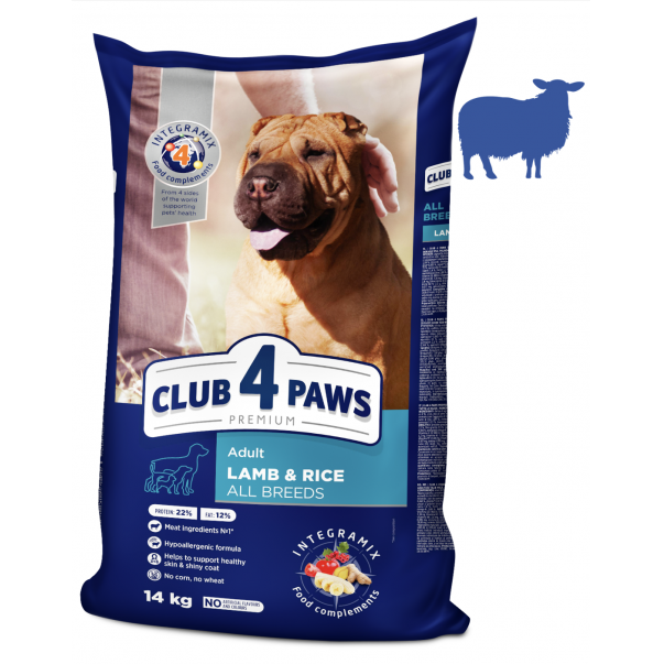 CLUB 4 PAWS Premium pre dospelých psov všetkýh plemien - jahňa a rýža 14 kg (9573) - Kliknutím zobrazíte detail obrázku.