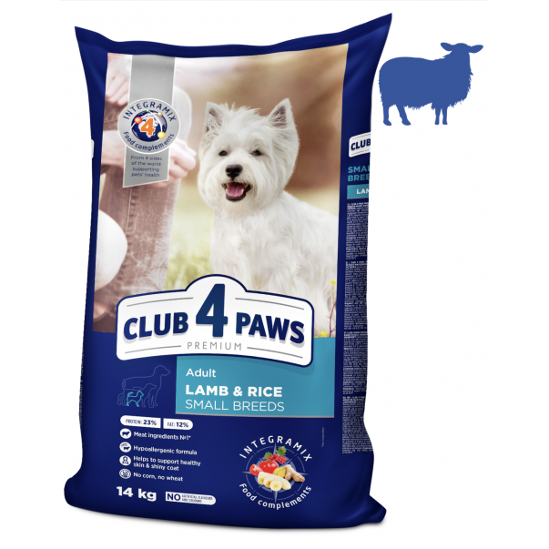 CLUB 4 PAWS Premium pre dospelých psov malých plemien - jahňa a rýža 14 kg (9580) - Kliknutím zobrazíte detail obrázku.