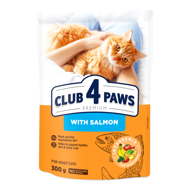 CLUB 4 PAWS Premium pre dospelé mačky s lososom 300 g (9221) - Kliknutím zobrazíte detail obrázku.